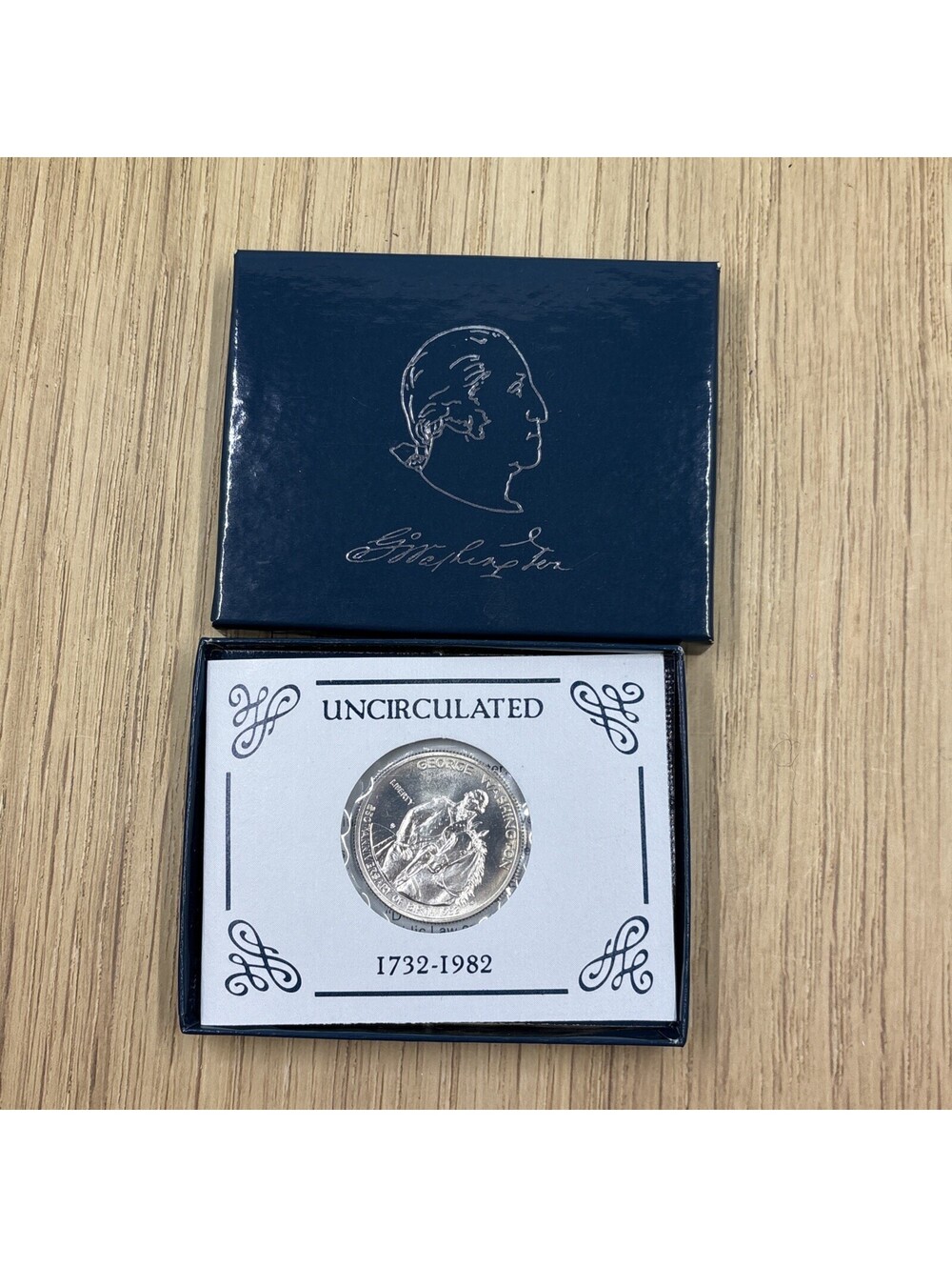 1982 D George Washington Silver Commemorative Half Dollar 90% Silver UNC Box